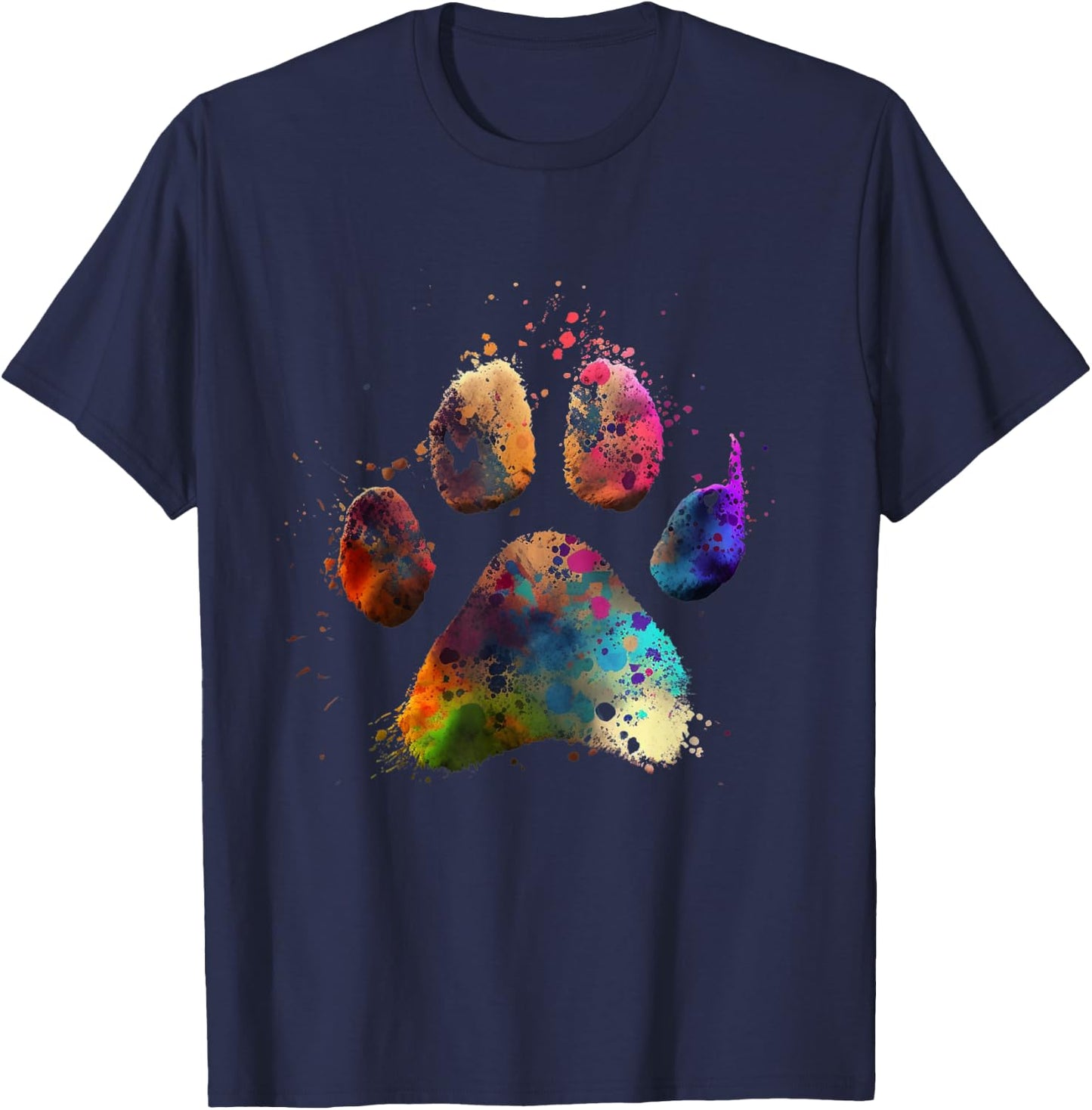 Colours Dog Paw Print Natural Colours | Natural Paw T-Shirt - T-Shirt | Navy