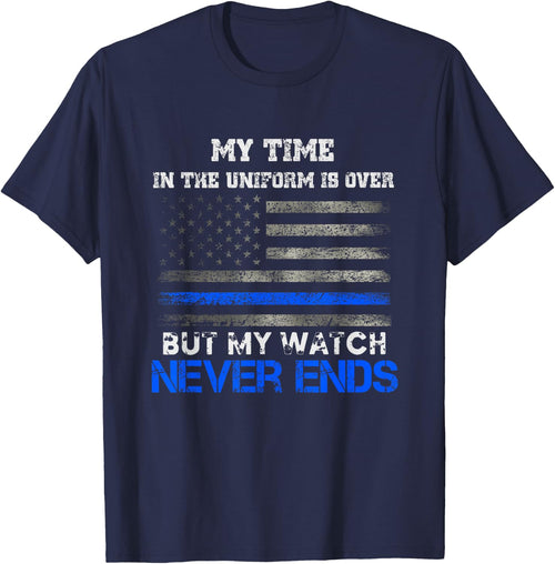 Retired Police Officer - US Flag Thin Blue Line - Patriotic
