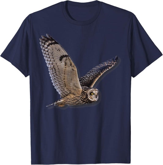 Beautiful Owl Raptor Flight Bird of Prey Birding Birder T-Shirt - T-Shirt | Navy
