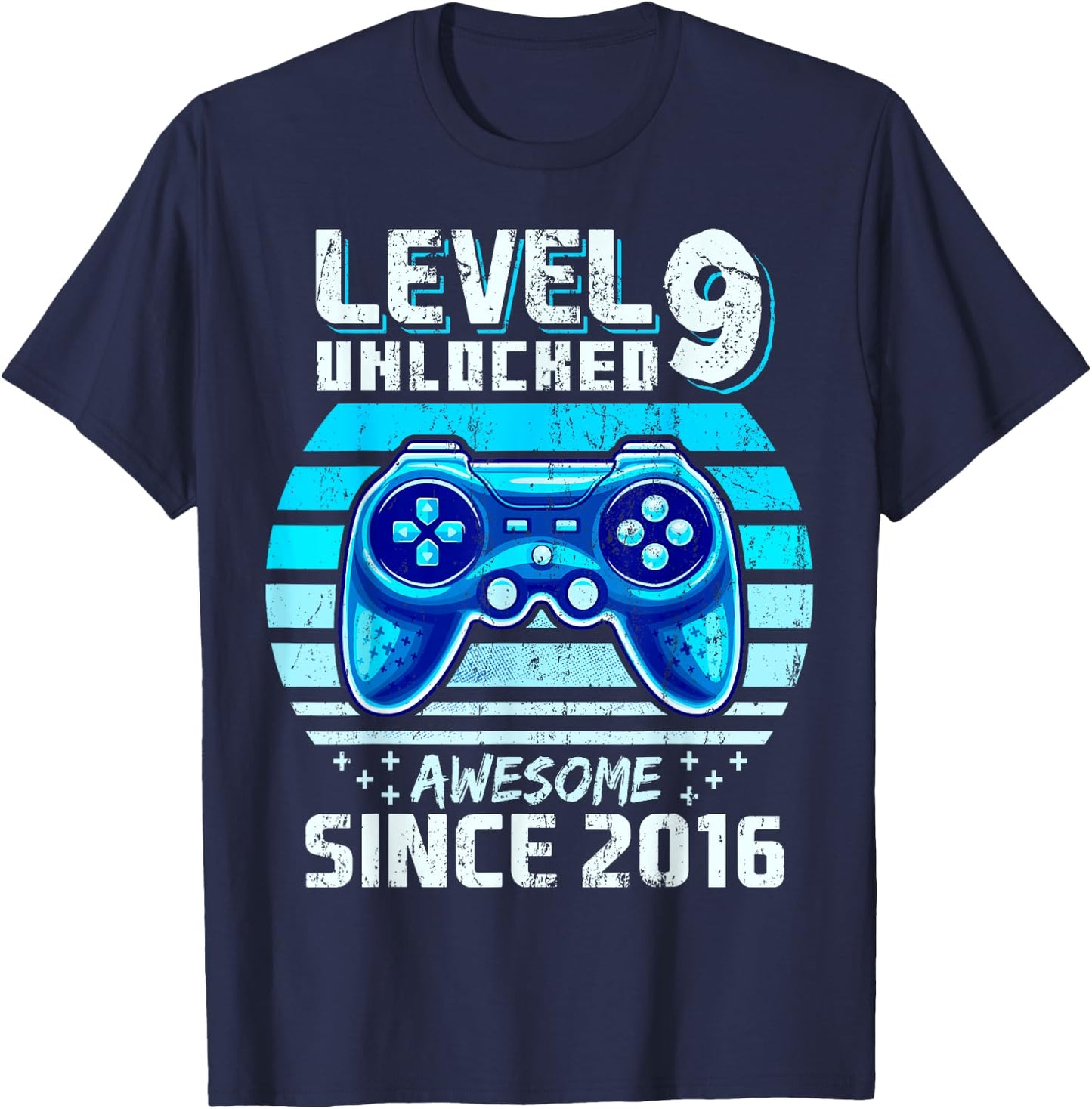 9th Birthday Boy Level 9 Gamer 9 Year Video Game Party T-Shirt - T-Shirt | Navy