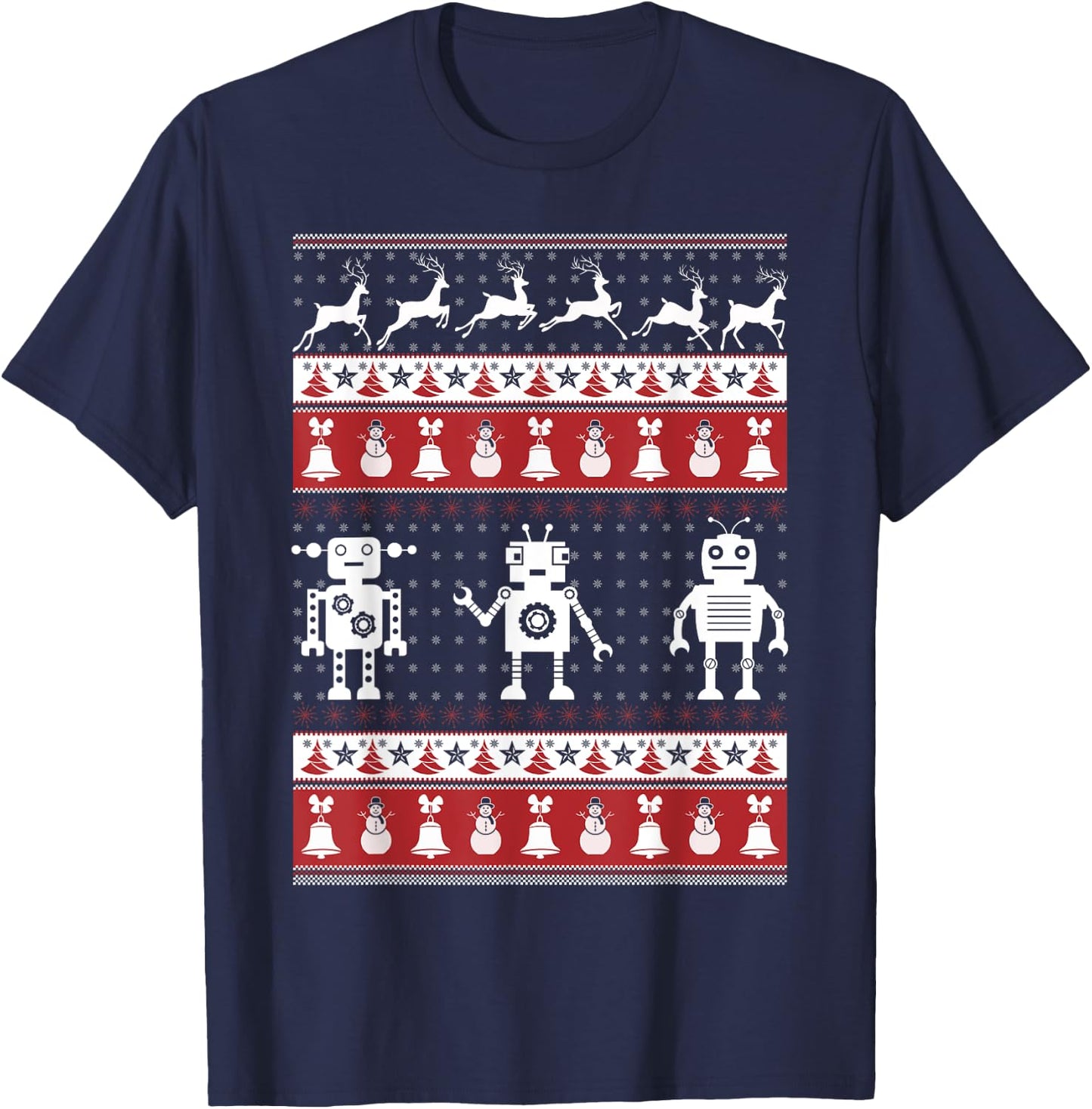 Robots Ugly Christmas Sweater Xmas T Shirts T-Shirt - T-Shirt | Navy