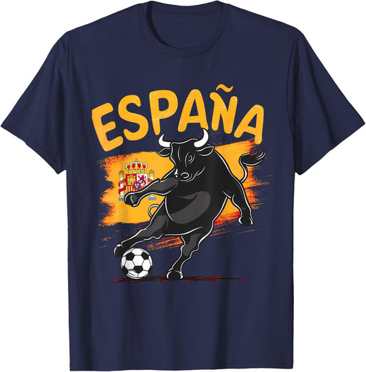 Spain Shirt Goal 2024 Football Soccer Football Europe Europe , red T-Shirt - T-Shirt | Navy