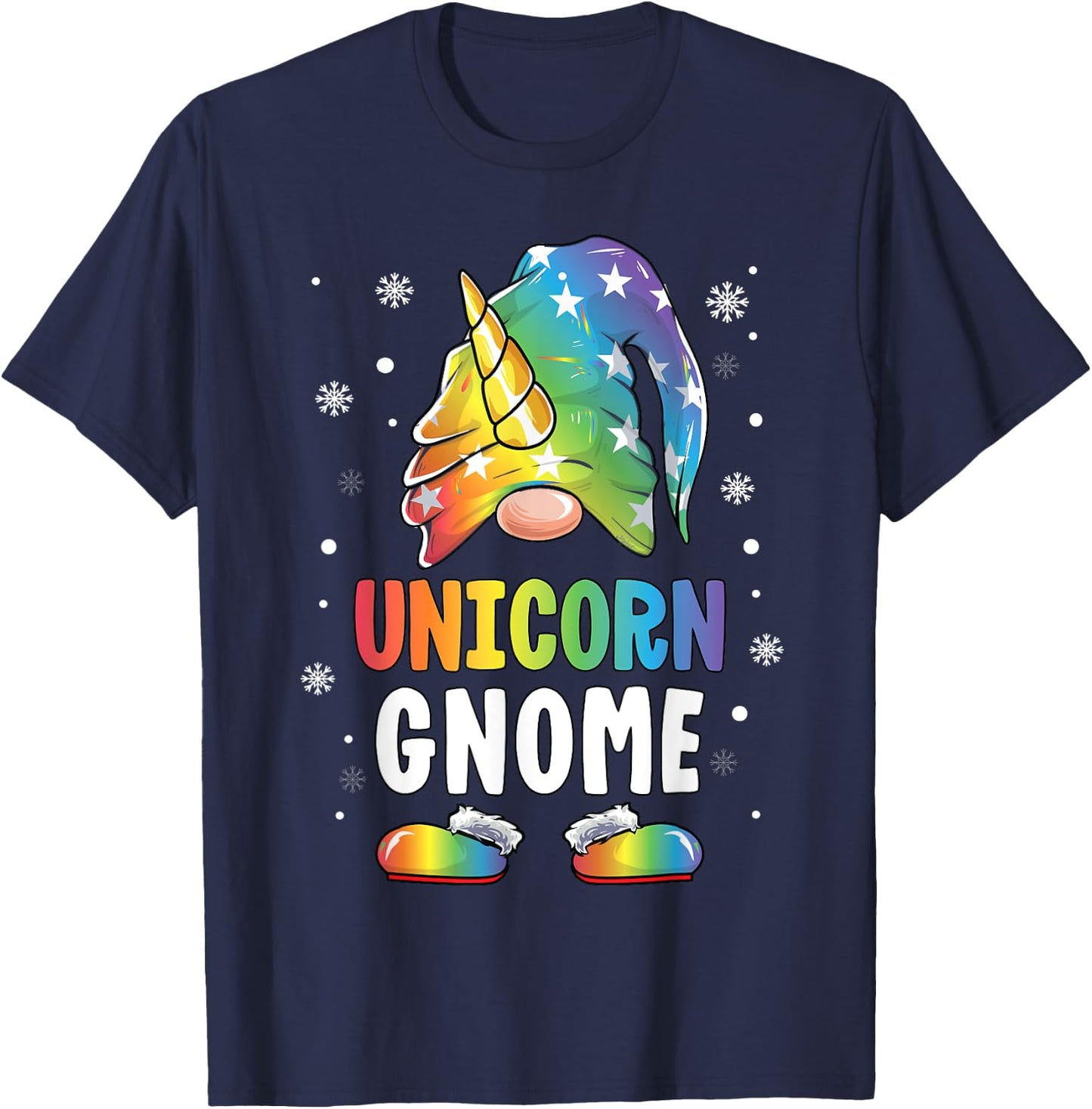 Gnome Unicorn Shirt Family Matching Group Christmas Girls T-Shirt - T-Shirt | Navy