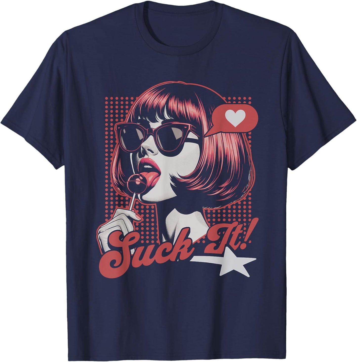 Funny Retro Pop Art Graphic Novelty T-Shirt - T-Shirt | Navy