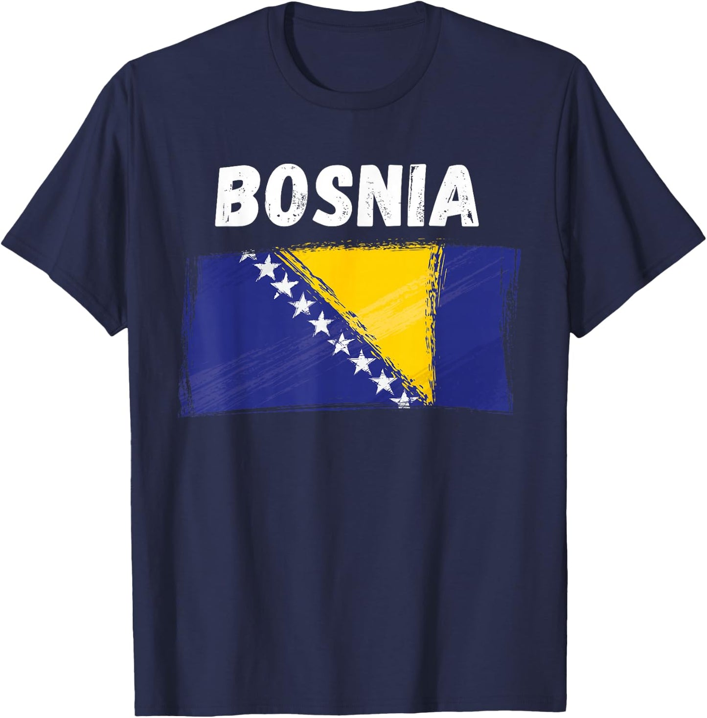 Bosnien Flagge Urlaub Vintage Grunge Bosnische Flagge T-Shirt - T-Shirt | Navy