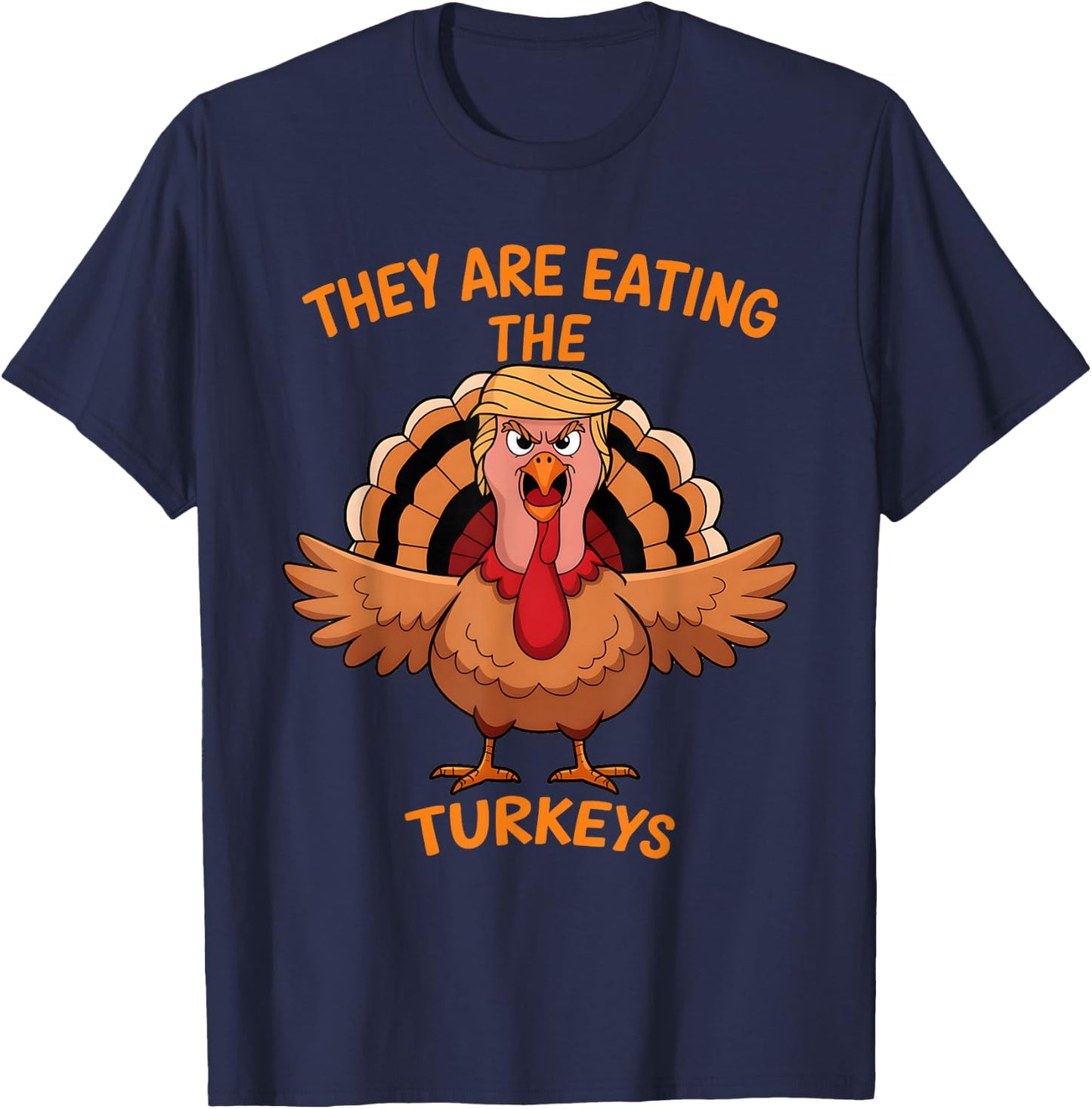 Funny Thanksgiving Turkey - -Adults, Black, Small, Short Sleeve, Classic Fit, Cotton T-Shirt - T-Shirt | Navy