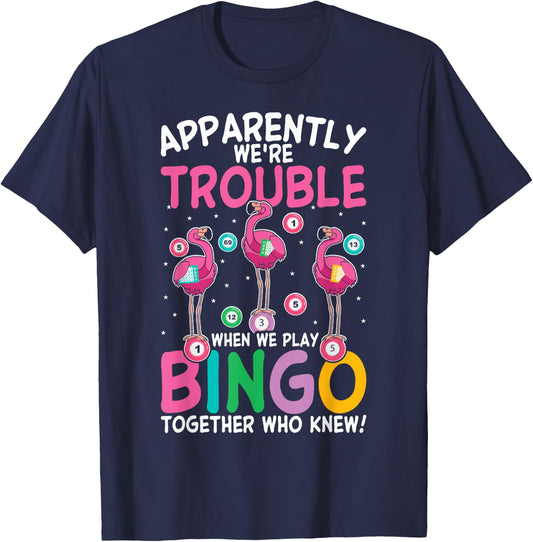 Funny Bingo Flamingo Funny Girls Night Bingo Sisters T-Shirt - T-Shirt | Navy