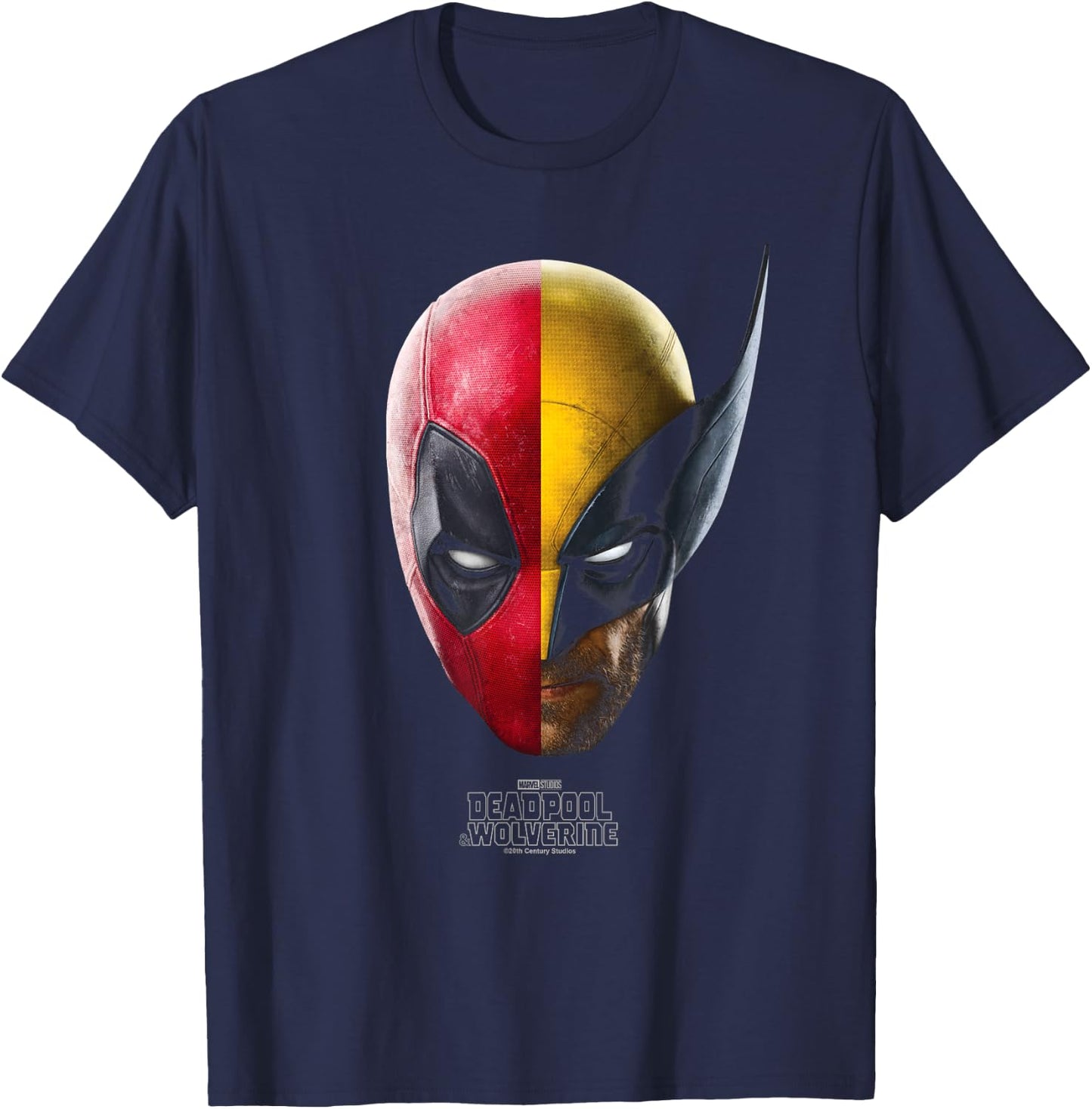 Marvel Deadpool & Wolverine Portrait , Black, S T-Shirt - T-Shirt | Navy