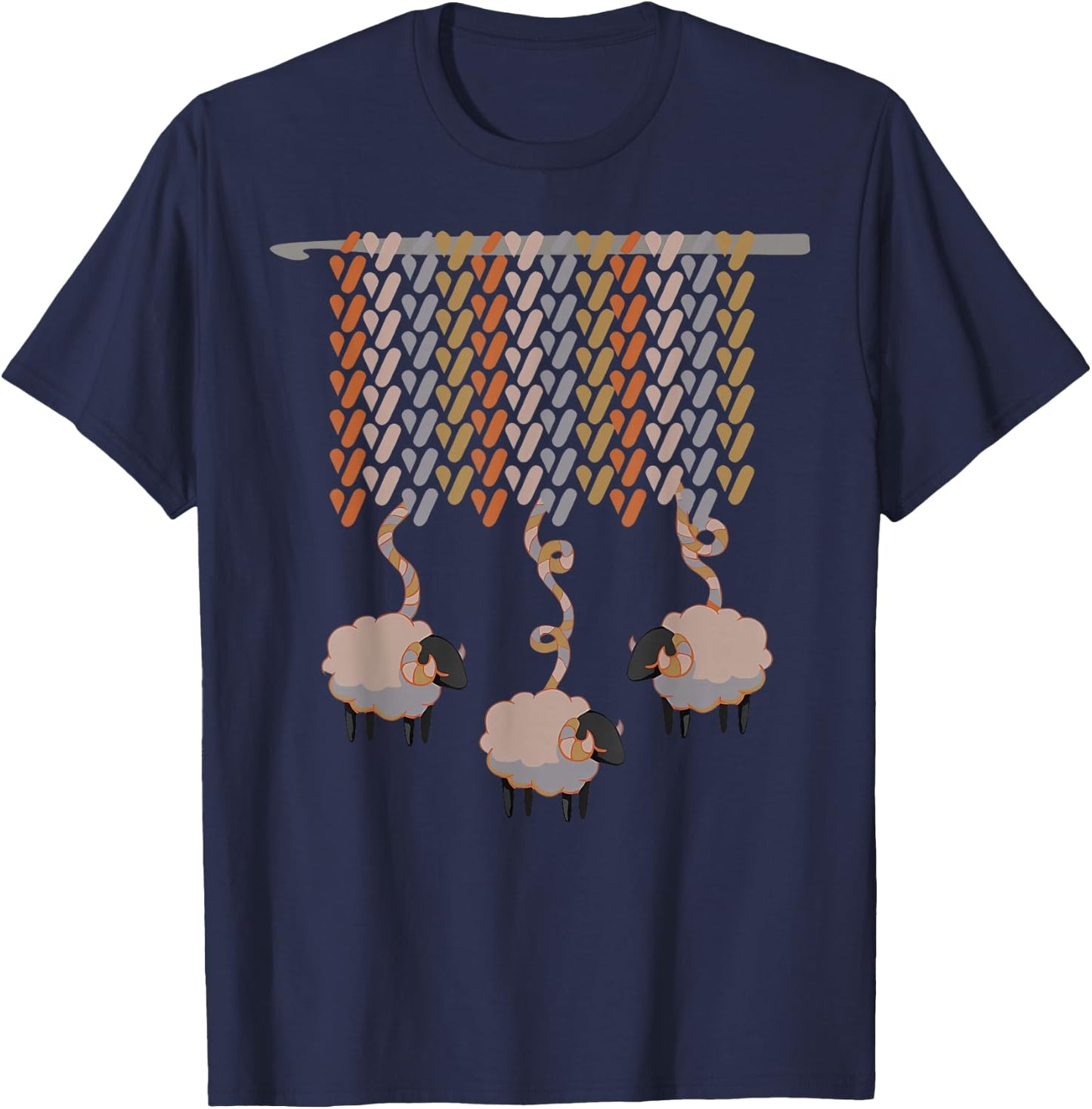 Knitting Crocheting Sheep Knitter Yarn Needle Crocheter T-Shirt - T-Shirt | Navy