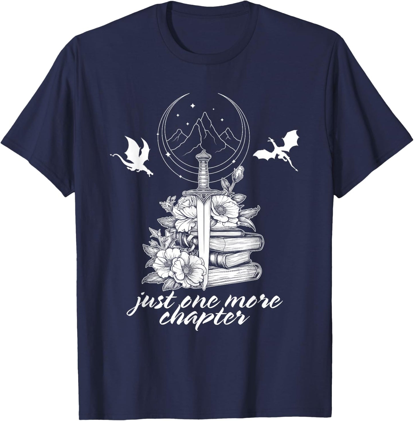 "Nur noch ein Kapitelbuch Dragon Romantasy Reader Bookish , black T-Shirt - T-Shirt | Navy