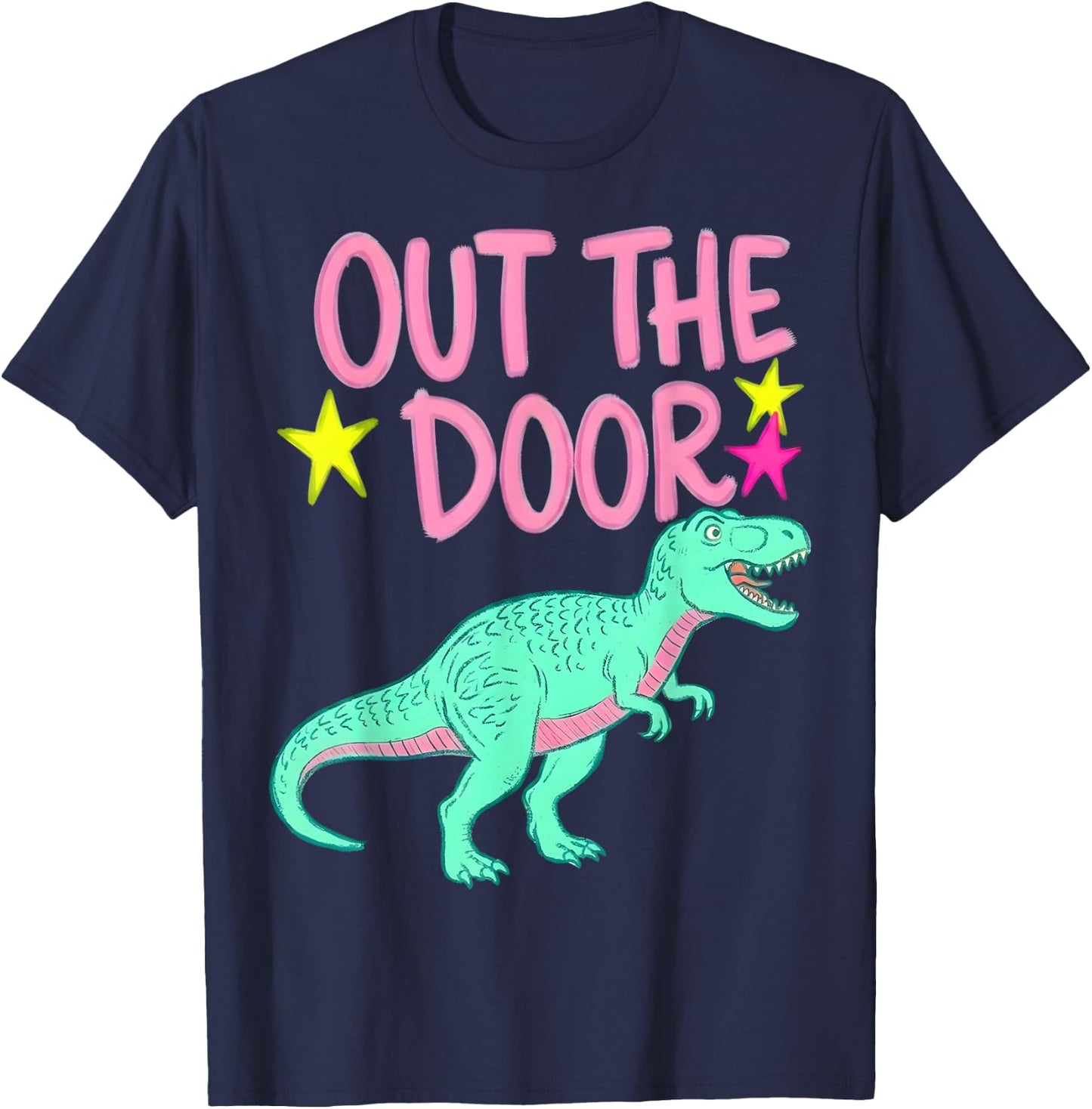 Out The Door Dinosaur Graphic Trendy Summer Gifts Girl Kid T-Shirt - T-Shirt | Navy