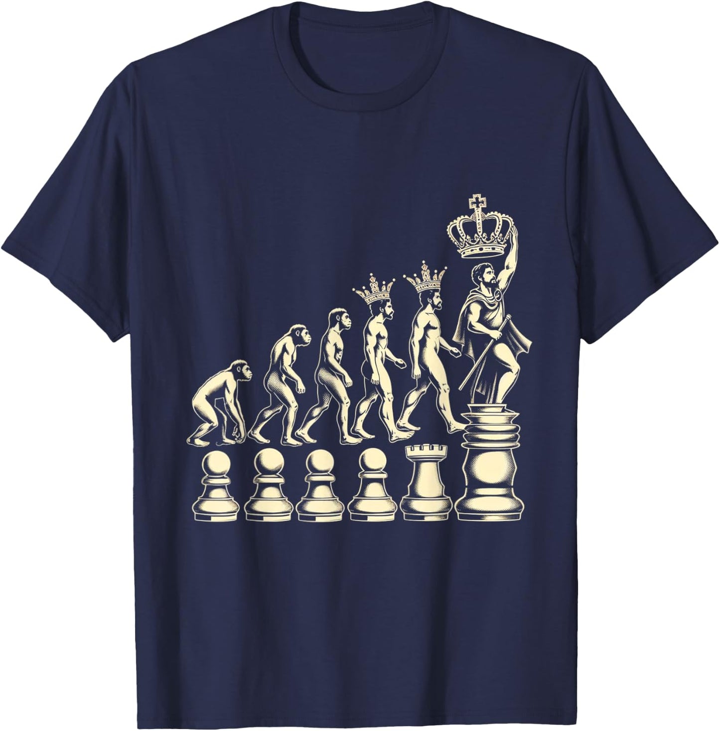 Chess Evolution of Man from Pawn to King T-Shirt - T-Shirt | Navy