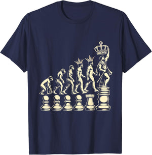 Chess Evolution of Man from Pawn to King T-Shirt - T-Shirt | Navy