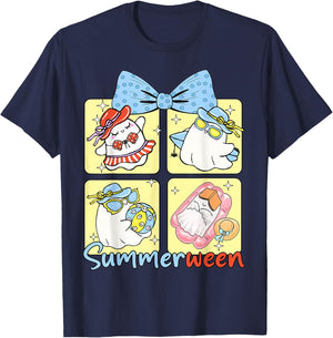 Funny Summerween Vibes Boo Spooky Vacation T-Shirt - T-Shirt | Navy