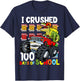 I Crushed 100 Days of School Dinosaur Monster Truck Boys T-Shirt - T-Shirt | Navy