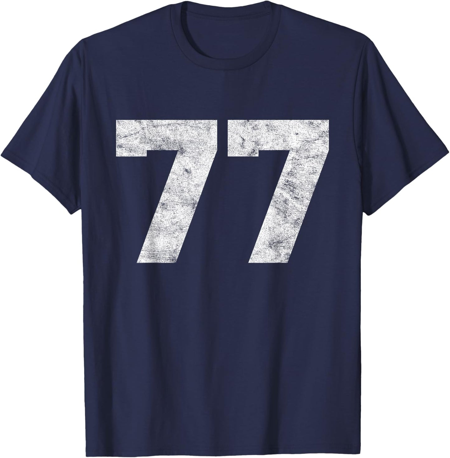 Vintage Lucky Number 77 Birthday Sports Player Team Athlete T-Shirt - T-Shirt | Navy