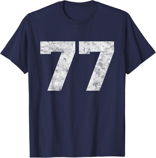 Vintage Lucky Number 77 Birthday Sports Player Team Athlete T-Shirt - T-Shirt | Navy