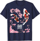 Koi Fish Japanese Cherry Blossom Koi Fish , black, s T-Shirt - T-Shirt | Navy