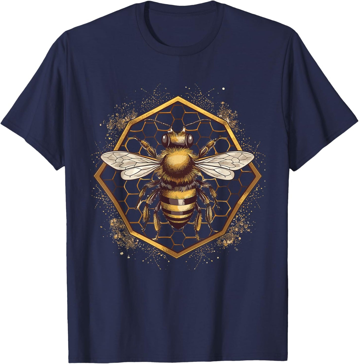 Beekeeper Honey Bees, Bumblebee Honeycomb Beekeeping T-Shirt - T-Shirt | Navy