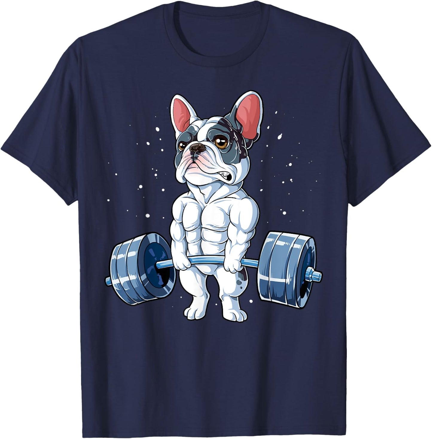 French Bulldog Weightlifting Funny Deadlift Men Fitness Gym T-Shirt - T-Shirt | Navy