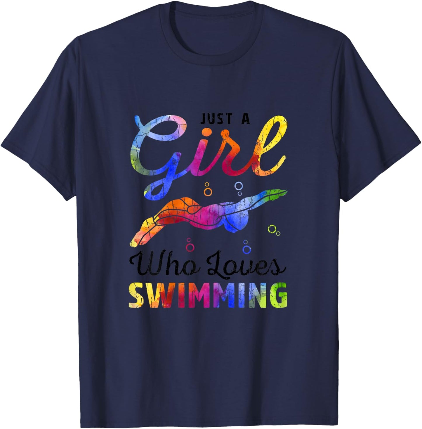 Just A Girl Who Loves Swimming Funny Swimmer Player Graphic T-Shirt - T-Shirt | Navy