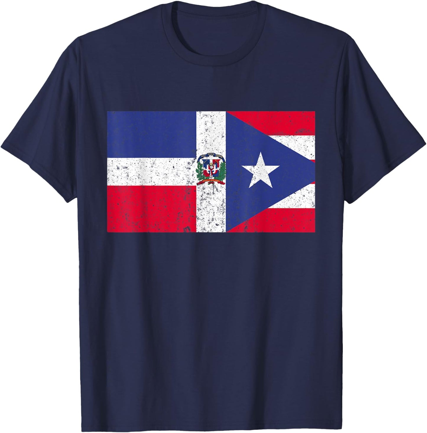 Puerto Rican And Dominican Shirt Pride Heritage Flag T-Shirt - T-Shirt | Navy
