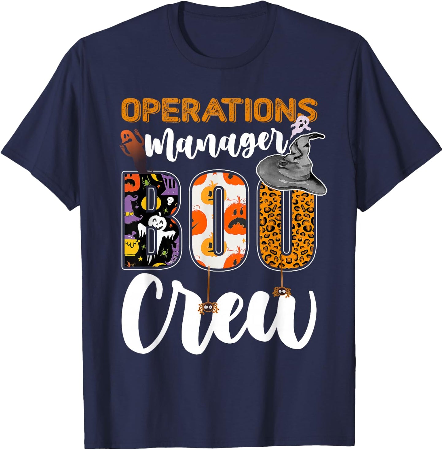 Operations Manager Boo Crew Halloween Matching Supervisor T-Shirt - T-Shirt | Navy