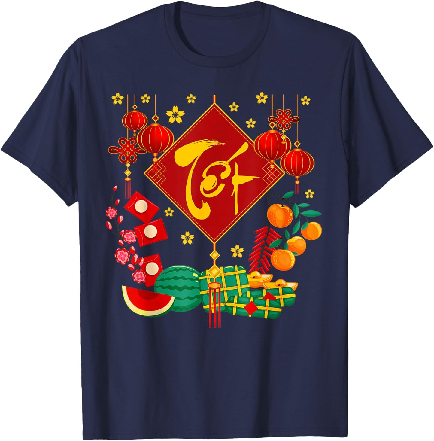 Tet Vietnamese Lunar New Year Calendar 2024 Happy New Year T-Shirt - T-Shirt | Navy