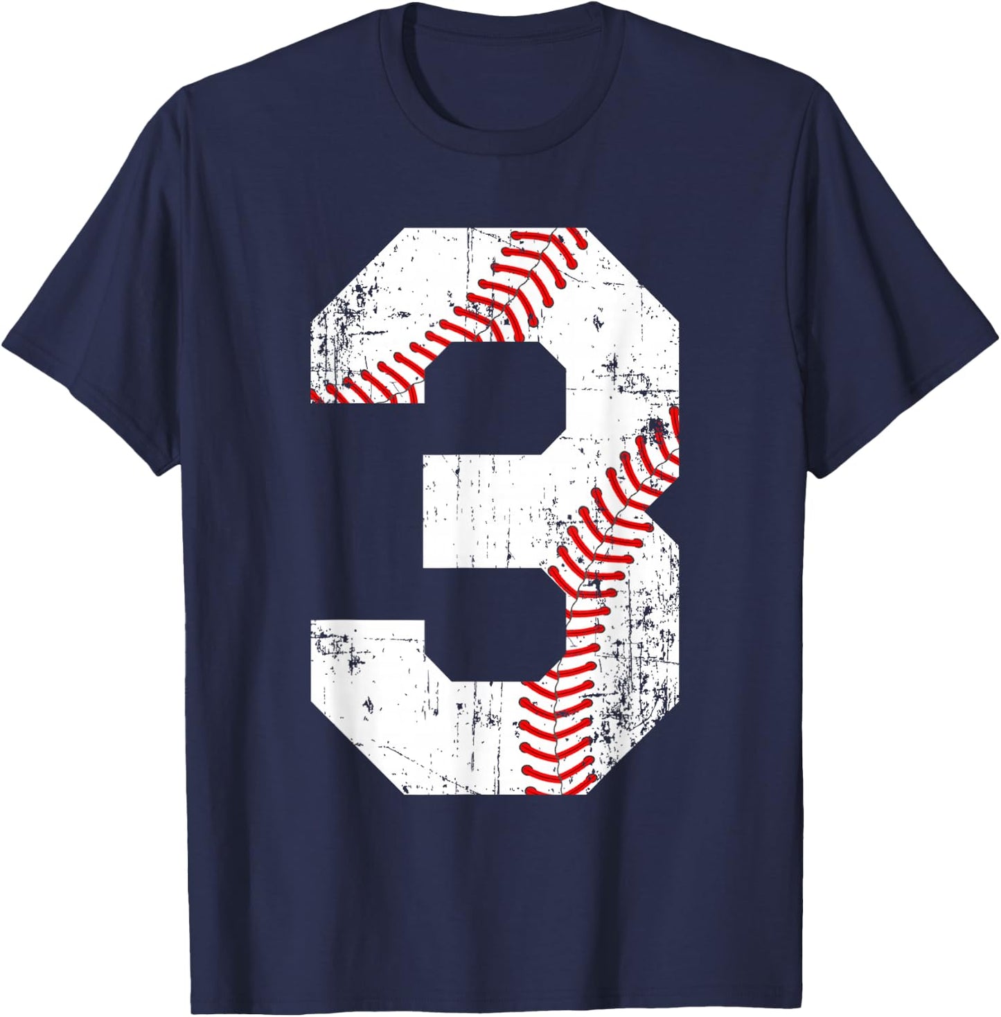 Vintage Baseball 3 Jersey Number T-Shirt - T-Shirt | Navy