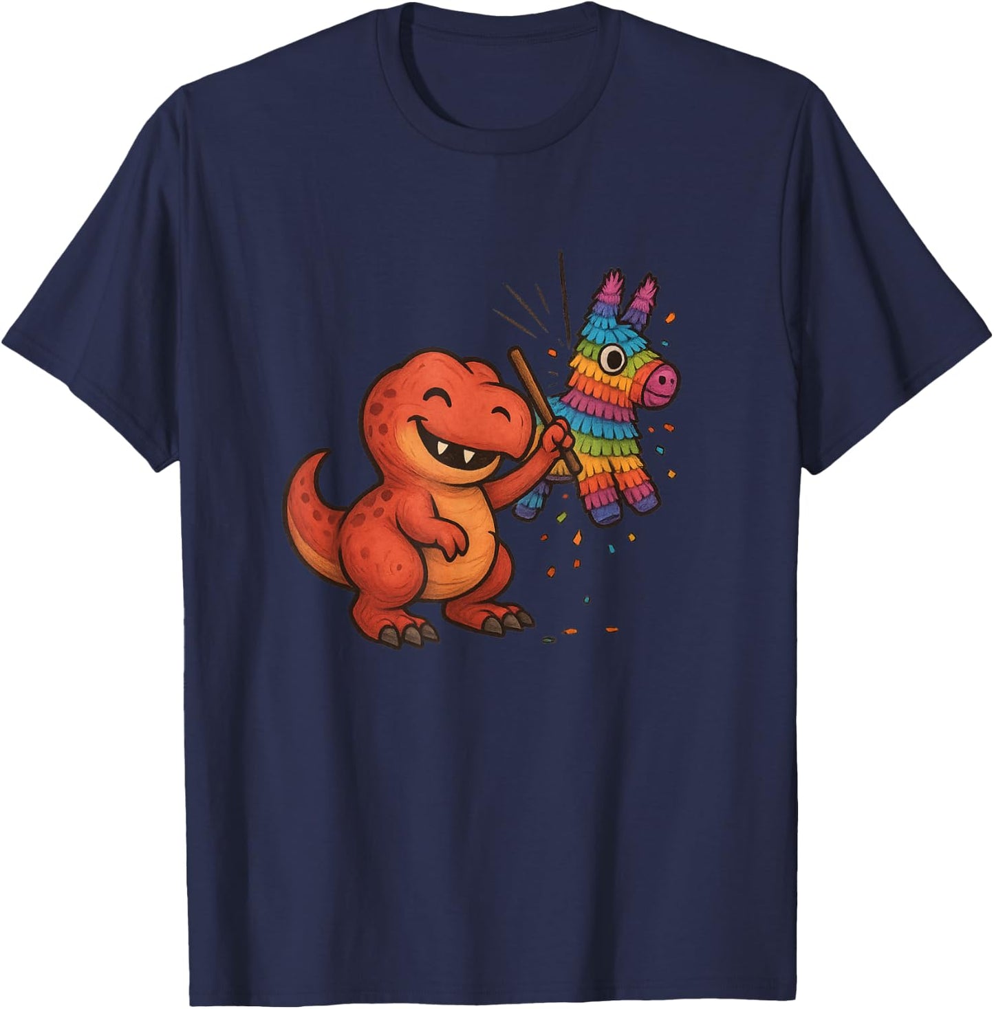 Dinosaur Piñata Smash – Fun Birthday Party - T-Rex T-Shirt - T-Shirt | Navy