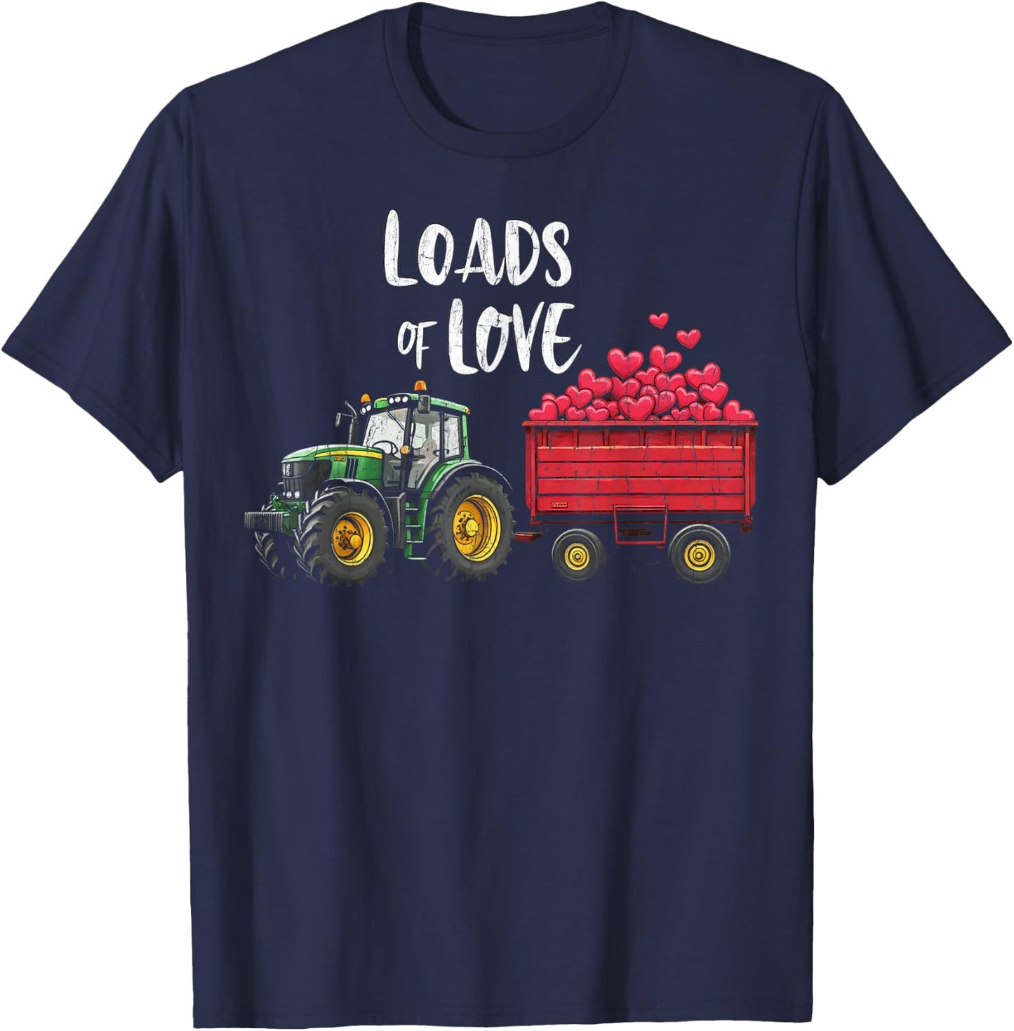 Valentines Day for Toddler Boys Tractor Loads of Love T-Shirt - T-Shirt | Navy