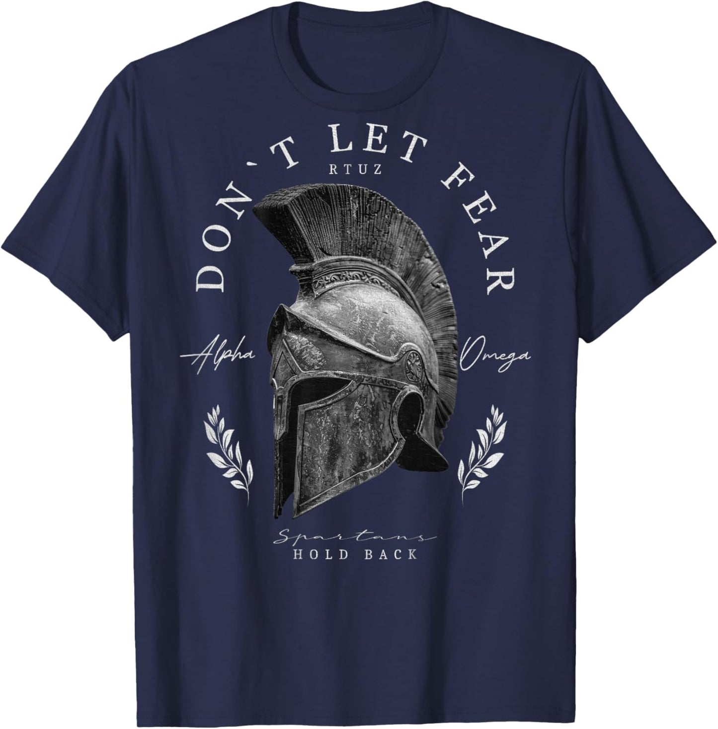 Backprint Spartan Helmet Warrior Y2K Streetwear Women's Men's T-Shirt - T-Shirt | Navy