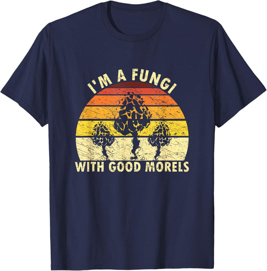 I'm A Fungi Funny Mushroom Foraging Shirt Retro Fungi-Hunter T-Shirt - T-Shirt | Navy