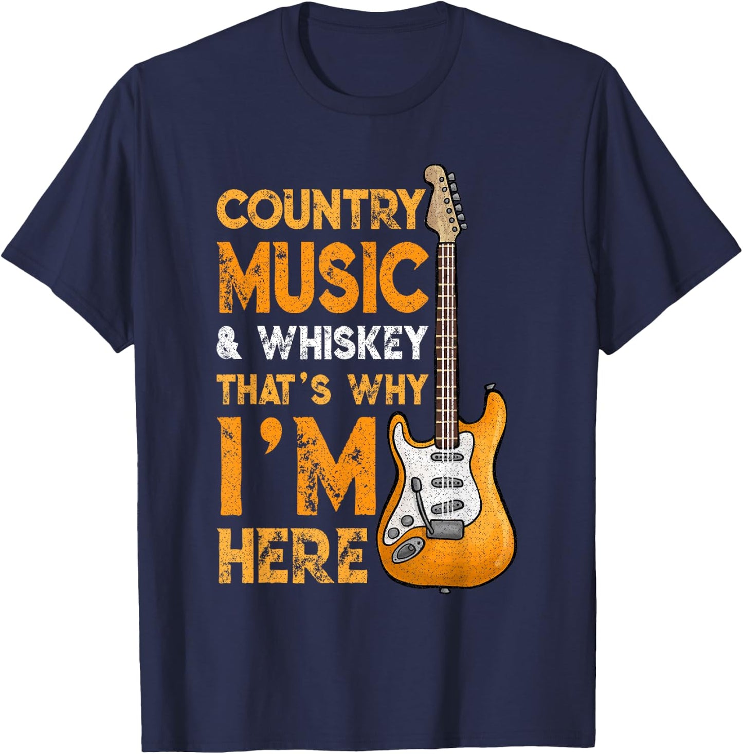 Country Music And Whiskey Bourbon Scotch Lover Drinking T-Shirt - T-Shirt | Navy