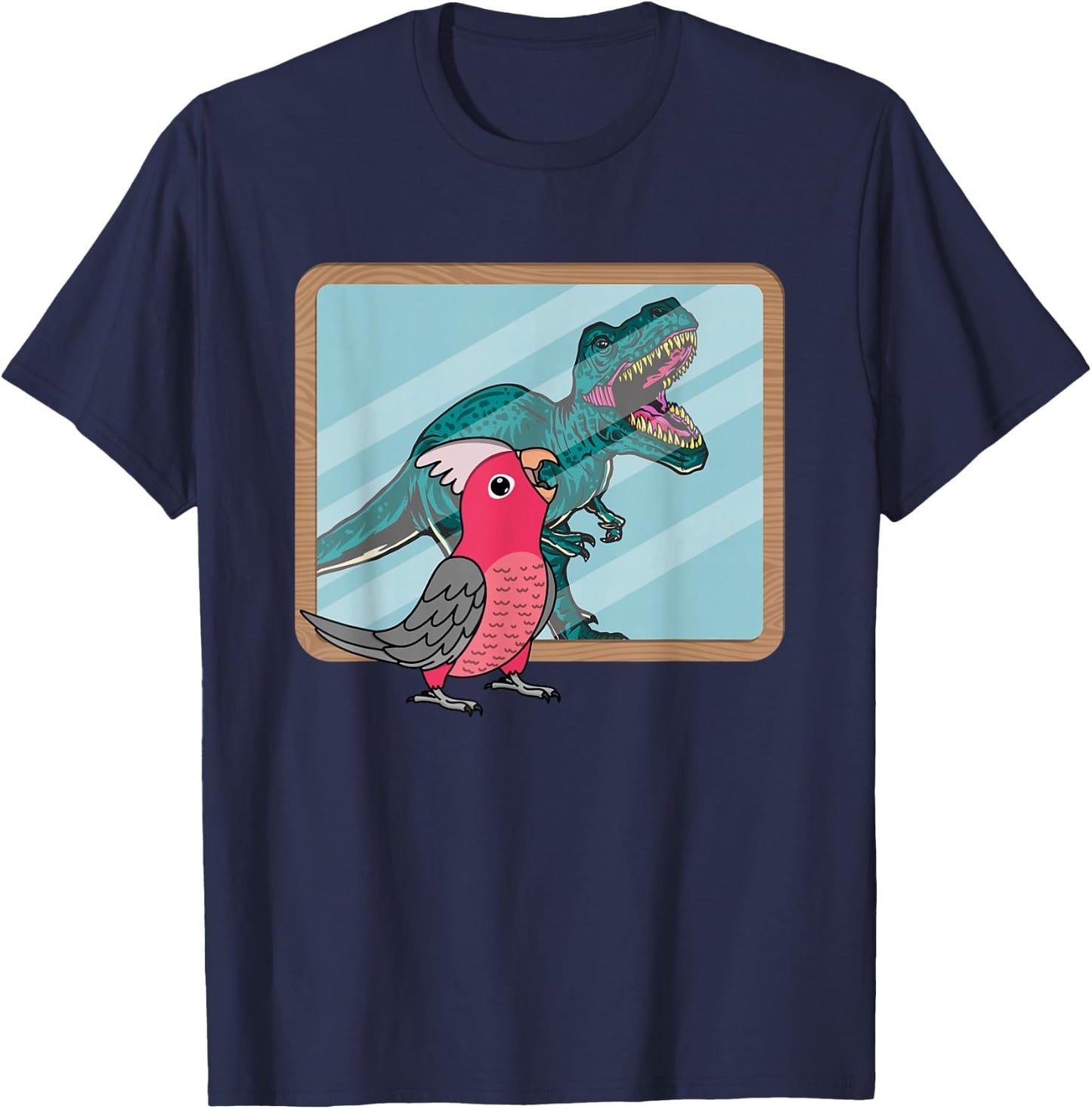 Parrot & T Rex Reflection I Rose-breasted Galah Cockatoo T-Shirt - T-Shirt | Navy