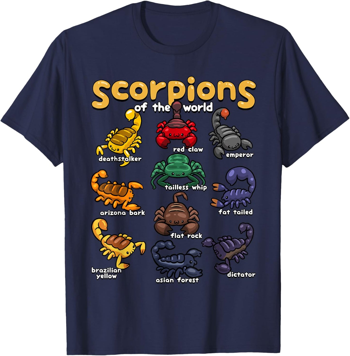 Scorpions Animals of the World Animal Lover Educational T-Shirt - T-Shirt | Navy