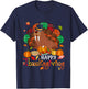 Happy Thanksgiving Cute Walrus Cosplay Turkey With Dinner T-Shirt - T-Shirt | Navy