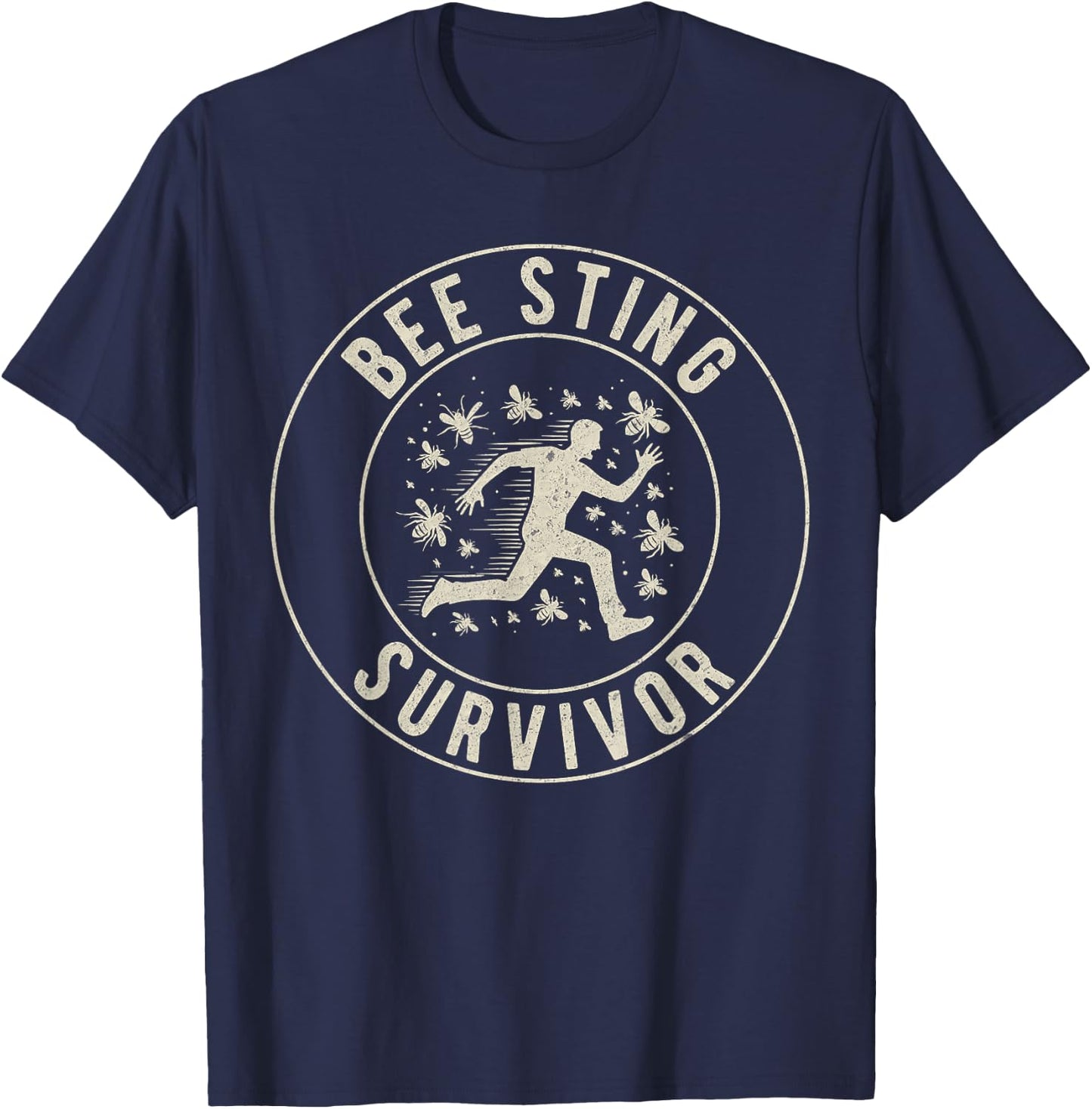 Vintage Bee Sting Survivor I Survived a Bee Sting Bee Keeper T-Shirt - T-Shirt | Navy