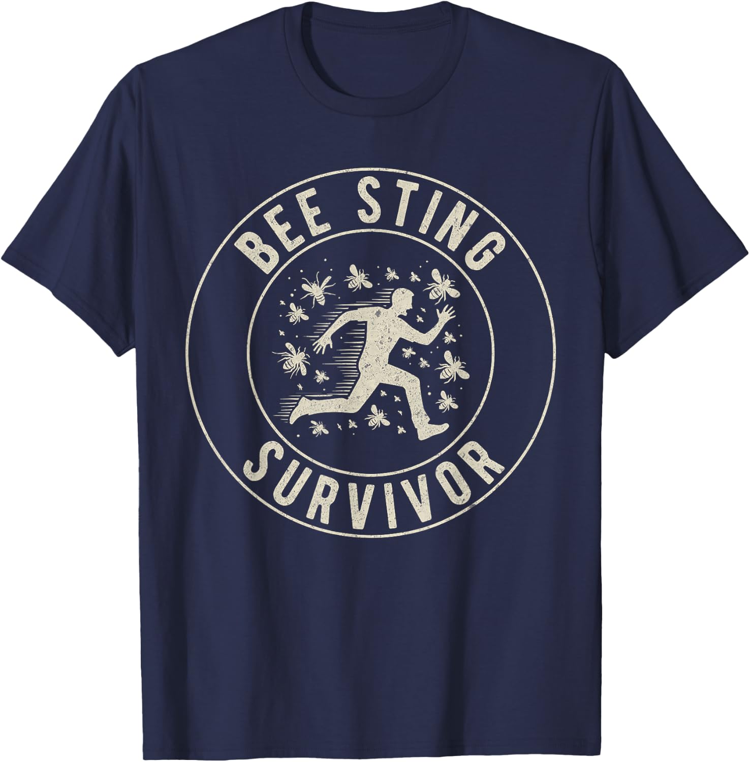 Vintage Bee Sting Survivor I Survived a Bee Sting Bee Keeper T-Shirt - T-Shirt | Navy