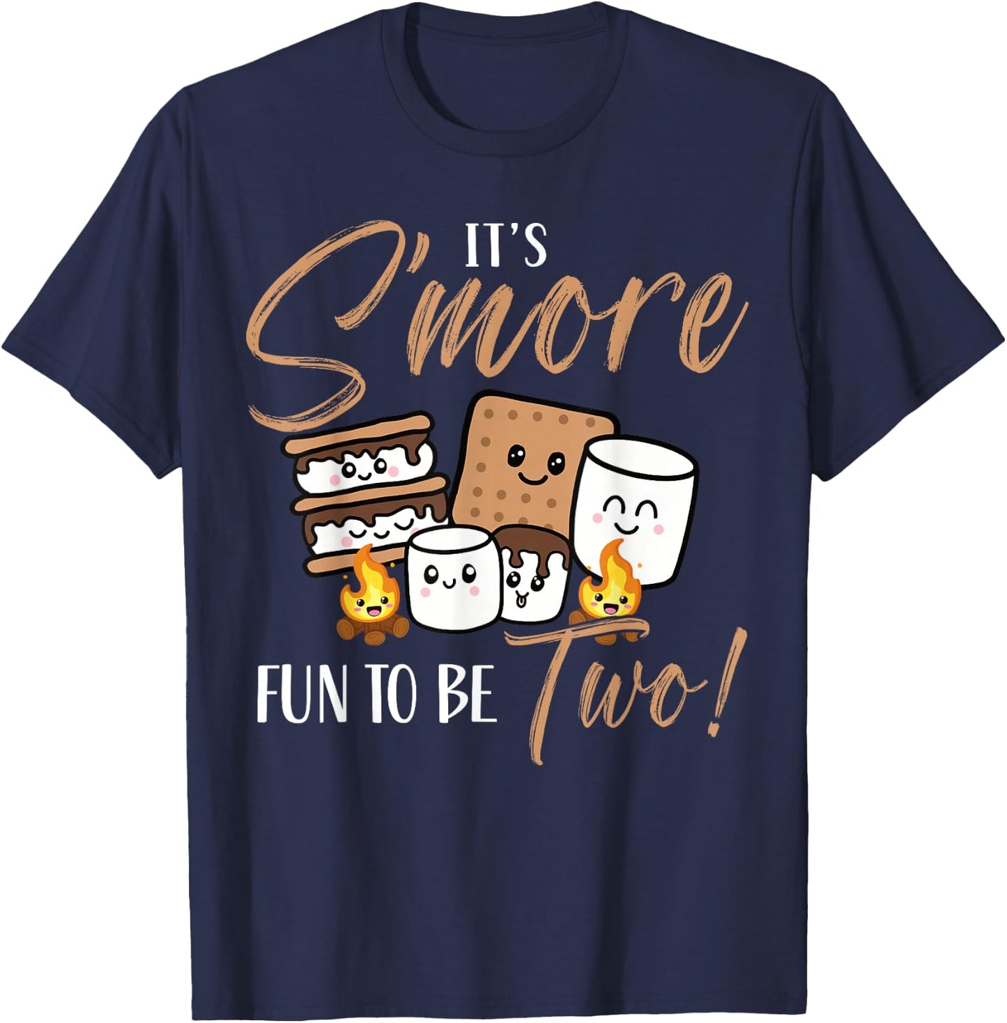 It's S'more Fun To Be Two 2nd Birthday Campfire Marshmallow T-Shirt - T-Shirt | Navy