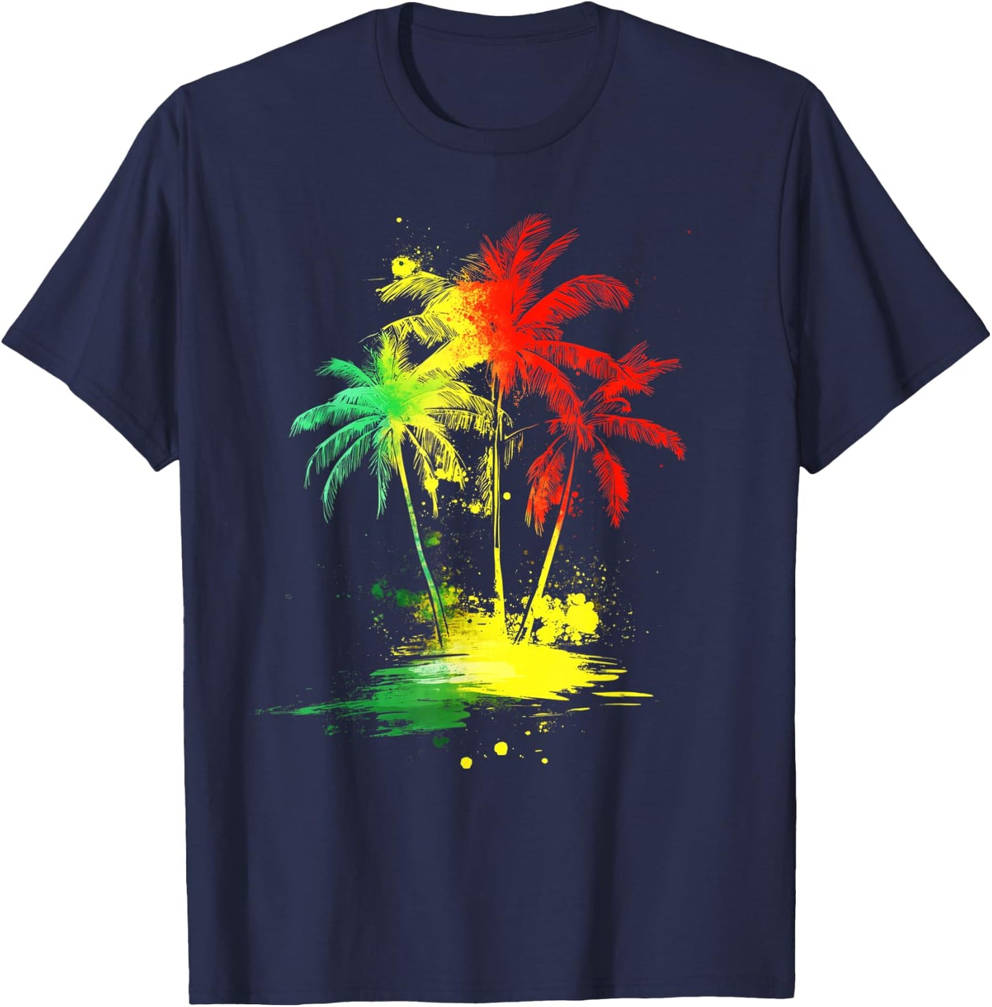 Reggae Music Palmiers Rouge Vert Jaune Jamaïque T-Shirt - T-Shirt | Navy