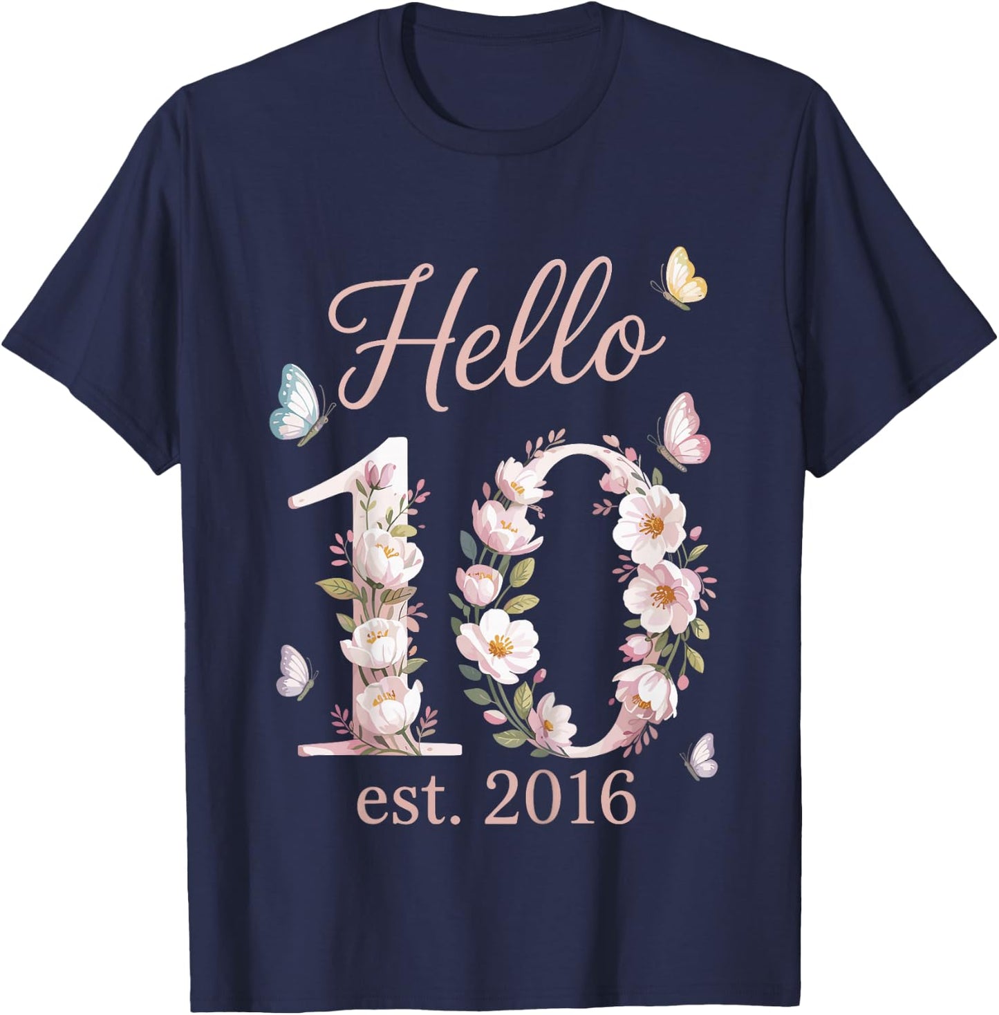 10. Geburtstag Mädchen Hallo 10 Jahre Mädchen Deko seit 2016 T-Shirt - T-Shirt | Navy