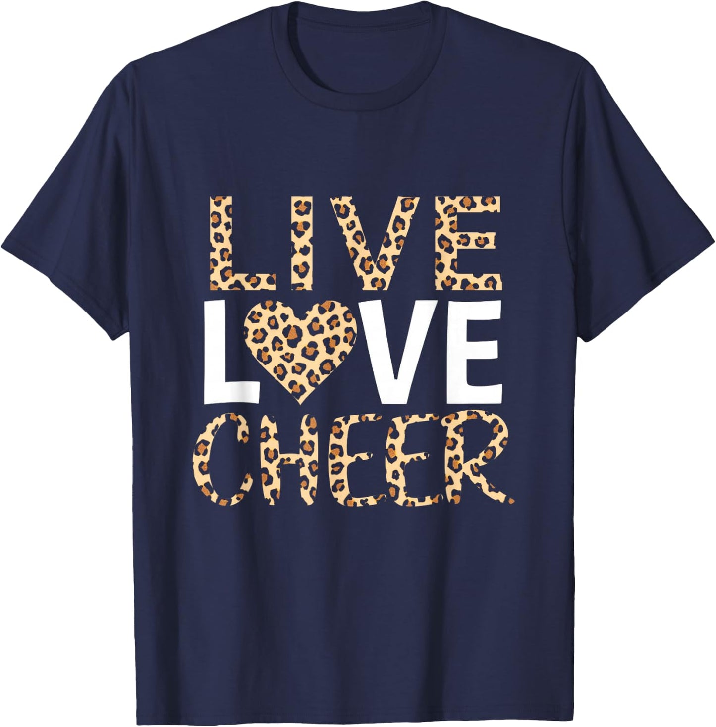 LIVE LOVE Cheerleading Leopard Print T-Shirt - T-Shirt | Navy