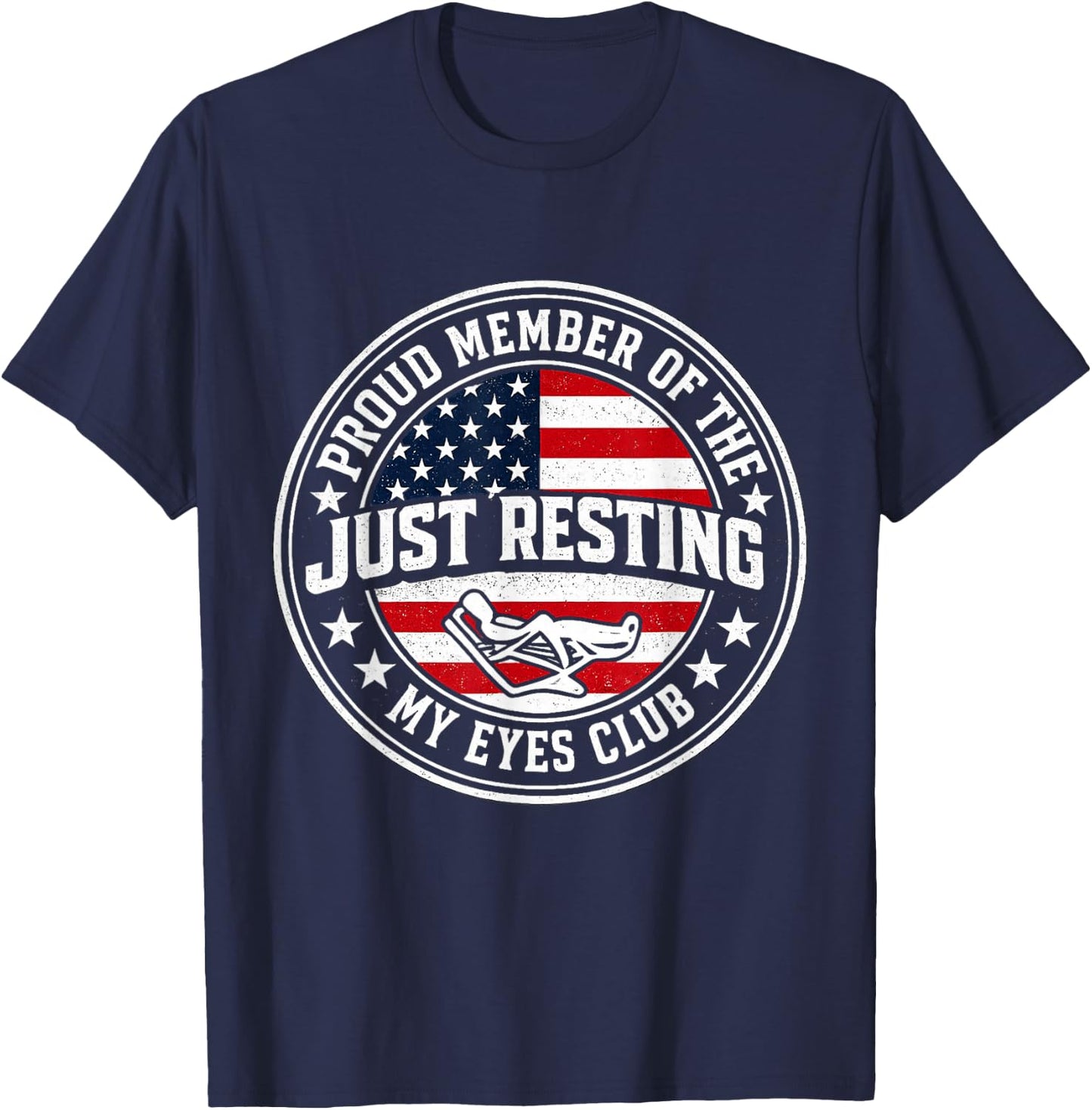 Just Resting My Eyes Club Funny Vintage Relaxation T-Shirt - T-Shirt | Navy