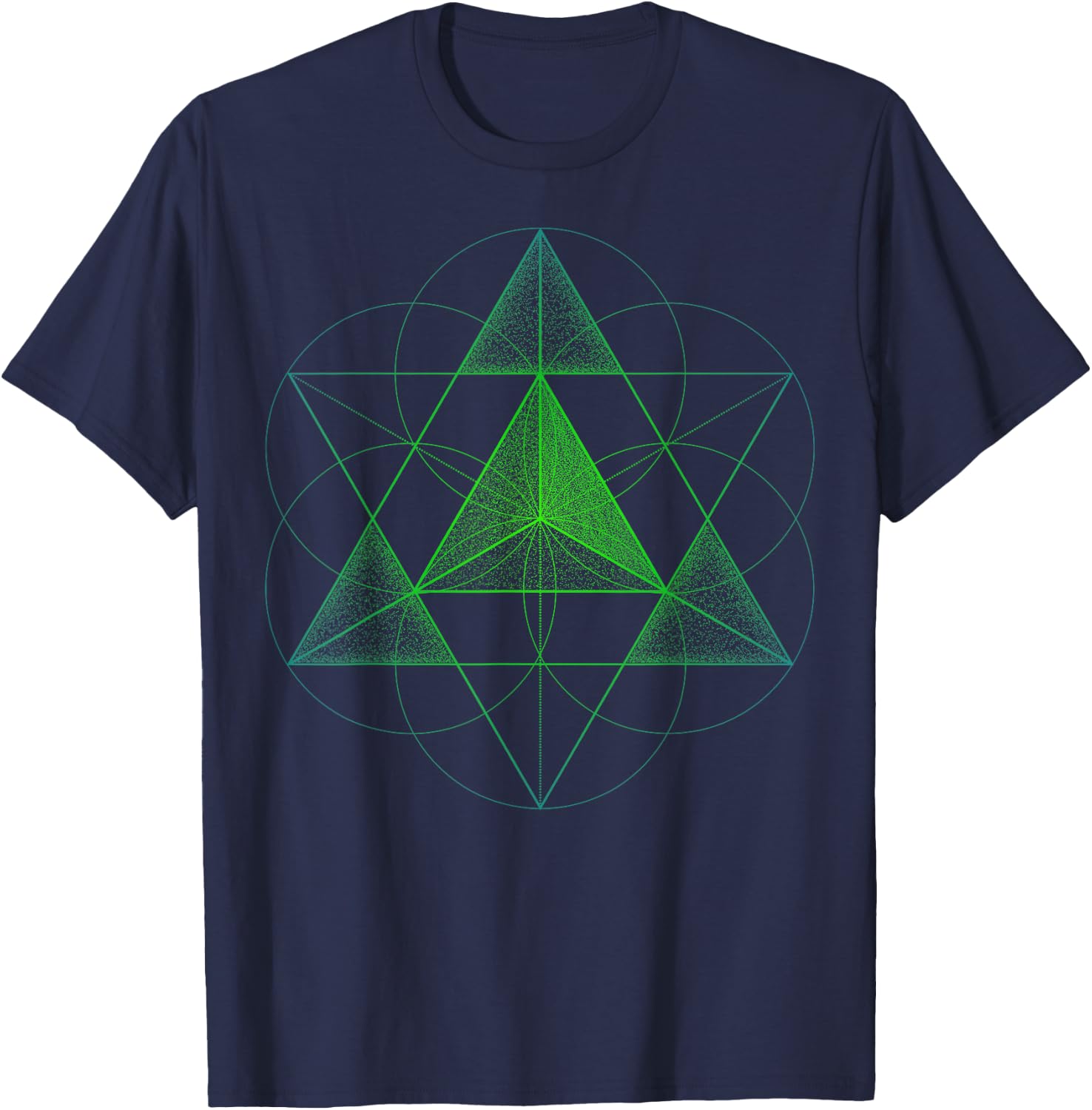Sacred Geometry Star Tetrahedron Merkaba T-Shirt - T-Shirt | Navy