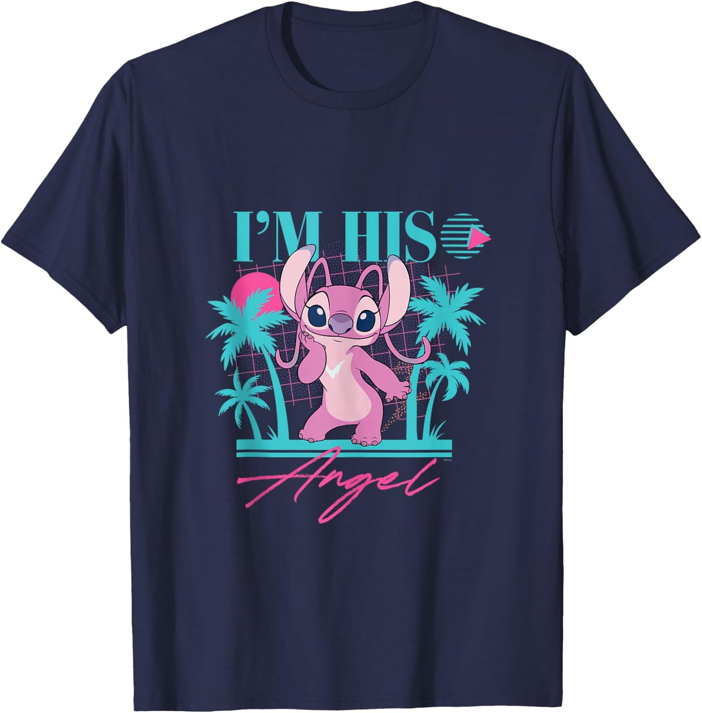 Disney Stitch Retro ’90s Couples Matching I’m His Angel T-Shirt - T-Shirt | Navy