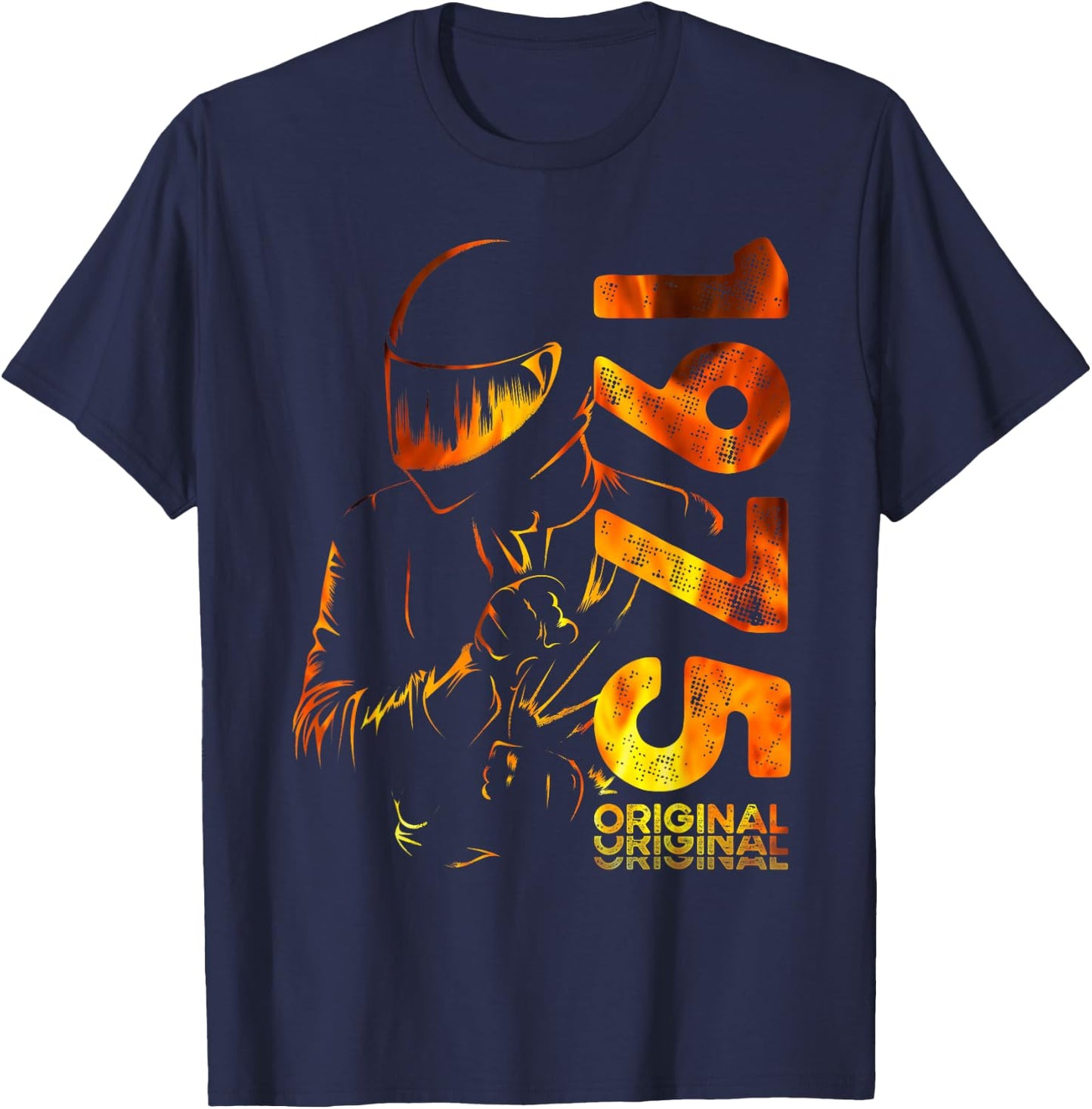 50th Birthday Man Motorcycle Biker Biker 1975 , Black, S T-Shirt - T-Shirt | Navy