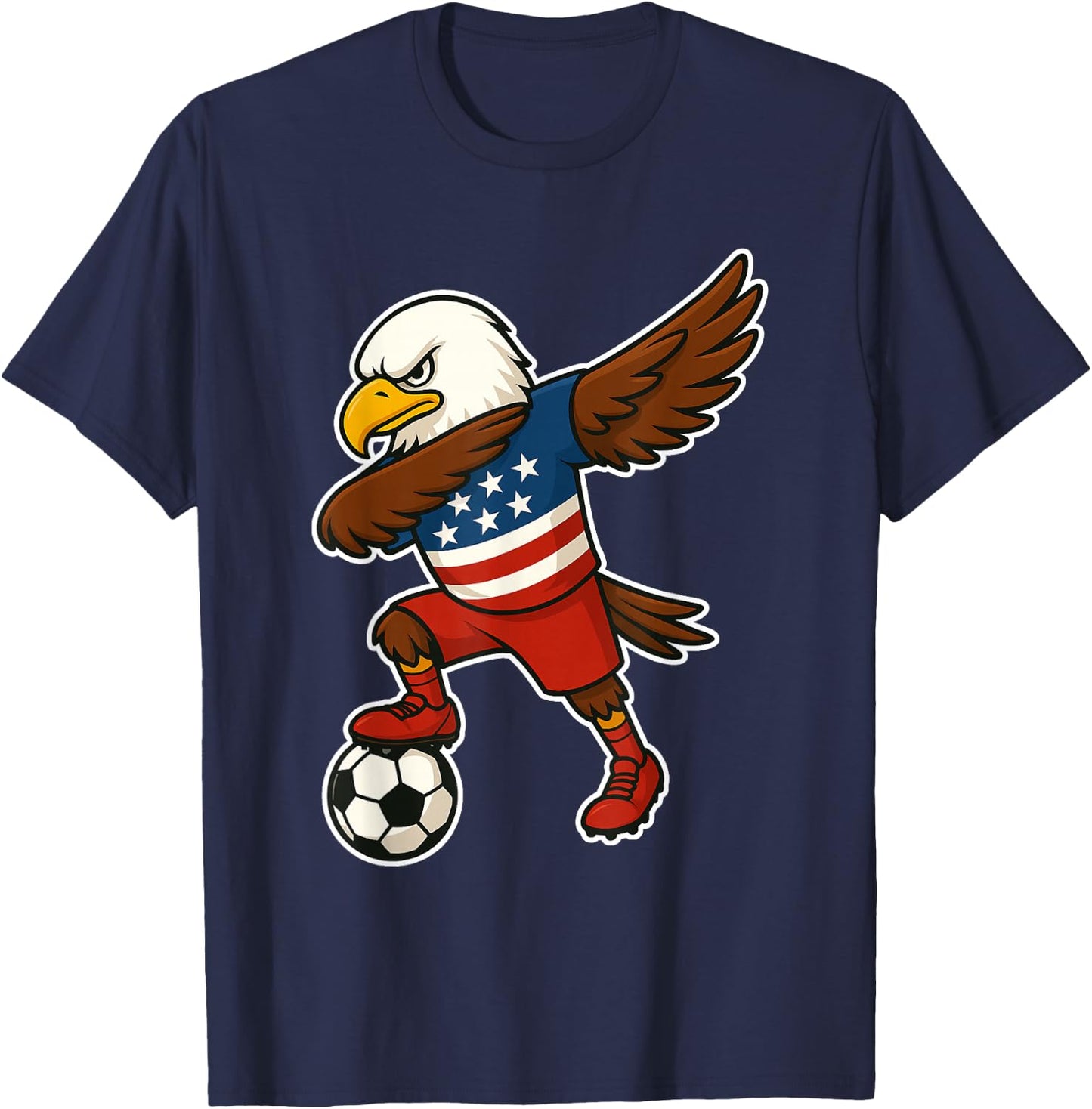 Funny Dabbing Bald Eagle USA Soccer - USA Flag Soccer T-Shirt - T-Shirt | Navy