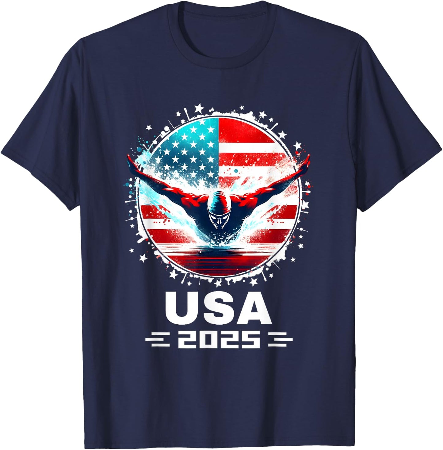 Swimming Apparel United States Team 2025 Swimming Team T-Shirt - T-Shirt | Navy
