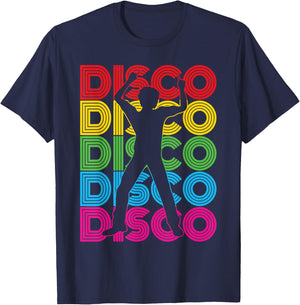 Men's Disco Outfit | 70s & 80s Costume, Dance Party, Disco , black T-Shirt - T-Shirt | Navy